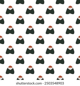 Seamless pattern with onigiri for decorative print, wrapping paper, menu, wallpaper and fabric