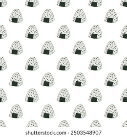 Seamless pattern with onigiri for decorative print, wrapping paper, menu, wallpaper and fabric