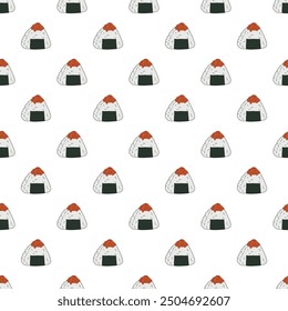 Seamless pattern with onigiri for decorative print, wrapping paper, menu, wallpaper and fabric
