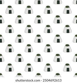 Seamless pattern with onigiri for decorative print, wrapping paper, menu, wallpaper and fabric