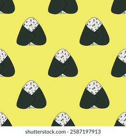 Seamless pattern with onigiri for decorative print, wrapping paper, menu, wallpaper and fabric