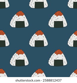 Seamless pattern with onigiri for decorative print, wrapping paper, menu, wallpaper and fabric
