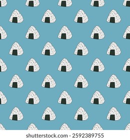Seamless pattern with onigiri for decorative print, wrapping paper, menu, wallpaper and fabric