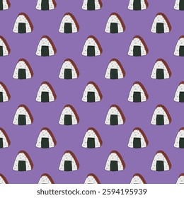 Seamless pattern with onigiri for decorative print, wrapping paper, menu, wallpaper and fabric