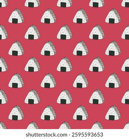 Seamless pattern with onigiri for decorative print, wrapping paper, menu, wallpaper and fabric
