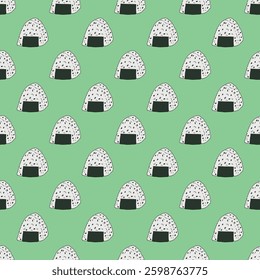 Seamless pattern with onigiri for decorative print, wrapping paper, menu, wallpaper and fabric