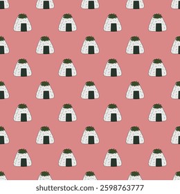 Seamless pattern with onigiri for decorative print, wrapping paper, menu, wallpaper and fabric