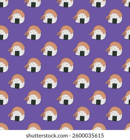 Seamless pattern with onigiri for decorative print, wrapping paper, menu, wallpaper and fabric