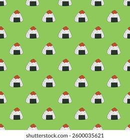 Seamless pattern with onigiri for decorative print, wrapping paper, menu, wallpaper and fabric