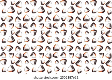 Seamless Pattern Onigiri Rice Ball from Popular Japanese Food. Perfect Print for Paper, Textile, Fabric, Menu and Stationery. Vector Illustration in Flat Style.