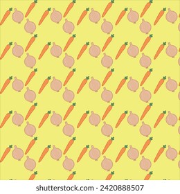 seamless pattern with onion and carrot vector design cute pastel colour 