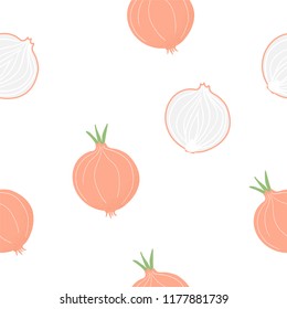 Seamless pattern onion doodles hand drawn on white Background.printing wallpaper.vector illustration
