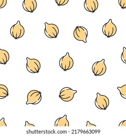 Seamless pattern onion isolated on a white background. Simple vector pattern with onion
