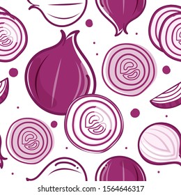 Seamless pattern onion on white background. Vector illustration.
