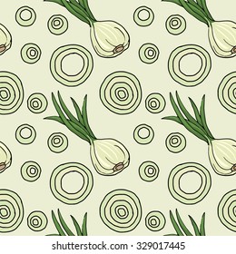 Seamless pattern, onion, vector illustration