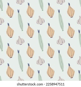 Seamless pattern with onions. Healthy, veggy, food