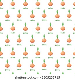 Seamless pattern with onions on a white background. Vector illustration