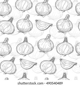 Seamless pattern with onions. Vector illustration for your design