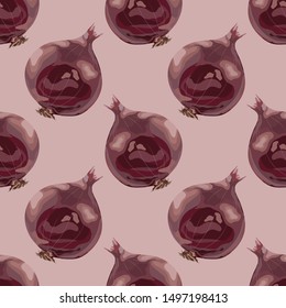 Seamless pattern with onions. Wallpaper, print, paper, packaging, textile design. Vector illustration.