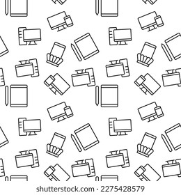 Seamless pattern of online shop, tablet, computer. Perfect for wallpapers, covers, backgrounds, fabric, textile