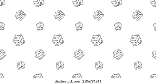 Seamless pattern with open backpack hand drawn doodle outline vector