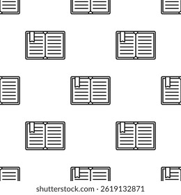 Seamless pattern of open books on white. Vector illustration