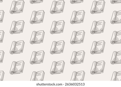 Seamless pattern of open books perfect for bookstores, educational websites, library branding, and stationery designs. Ideal for book lovers.