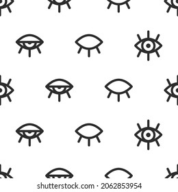 Seamless pattern with open and closed eye line. Background with eyes. Vector art