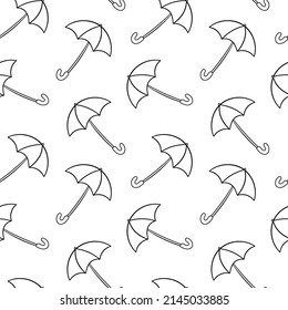 Seamless pattern with open flat umbrellas doodle outline vector