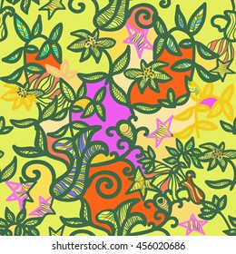 seamless pattern an openwork green vector illustration
