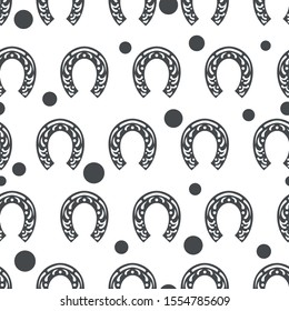 Seamless pattern with openwork horseshoes and coins for printing