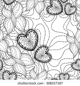 seamless pattern of openwork lace hand-drawn