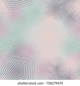 Seamless pattern of openwork rounded pentagons. Fashionable camouflage.