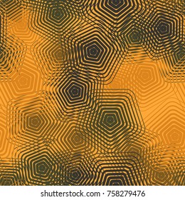 Seamless pattern of openwork rounded pentagons. Fashionable camouflage.