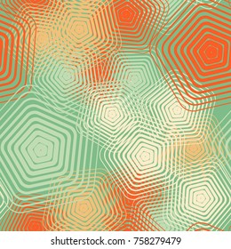 Seamless pattern of openwork rounded pentagons. Fashionable camouflage.