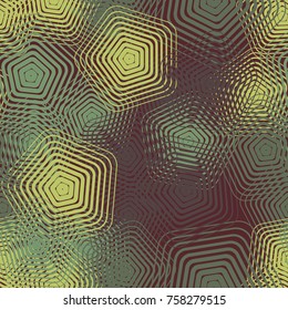 Seamless pattern of openwork rounded pentagons. Fashionable camouflage.