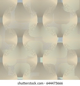 Seamless pattern. Openwork translucent sphere. The rounded chaotic squares. The background image. Beige-gray tones, blue-gray tones.