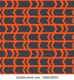 seamless pattern, orange abstract arrows on gray