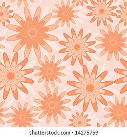 Seamless pattern with orange abstract flowers (can be repeated and scaled in any size)