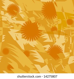Seamless pattern with orange abstract flowers and lines(can be repeated and scaled in any size)