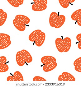 Seamless pattern with orange apples with dots