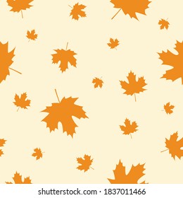 Seamless Pattern with Orange Autumn Maple Leaves. Vector Illustration. Autumn Design Collection, Backgrounds