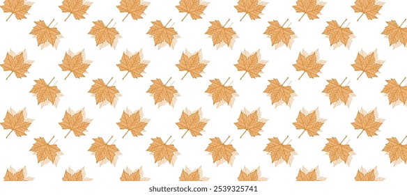 Seamless pattern with orange autumn maple leaves