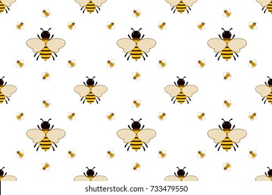 Seamless pattern with orange bees vector illustration . For the packaging of creams, cosmetics, food, bee venom to treat. Wrap bee products, fashion textile, covers smartphones on honey bee