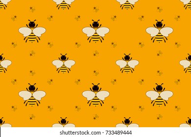 Seamless pattern with orange bees vector illustration . For the packaging of creams, cosmetics, food, bee venom to treat. 