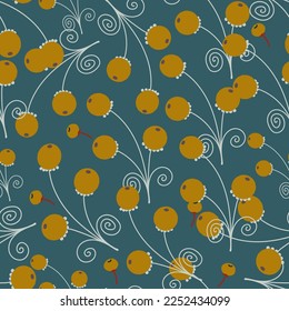 Seamless pattern with orange berries.  Vector file for designs.