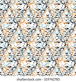 Seamless  pattern with orange, black and blue elements 