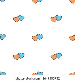 Patrón sin problemas de Corazones Naranja y Azul sobre fondo blanco