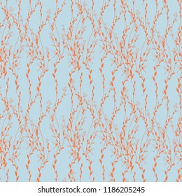 seamless pattern with orange branches on a blue background