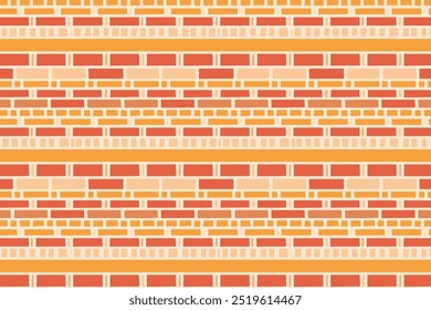 Padrão contínuo com textura de parede de tijolo laranja. Ilustração vetorial.